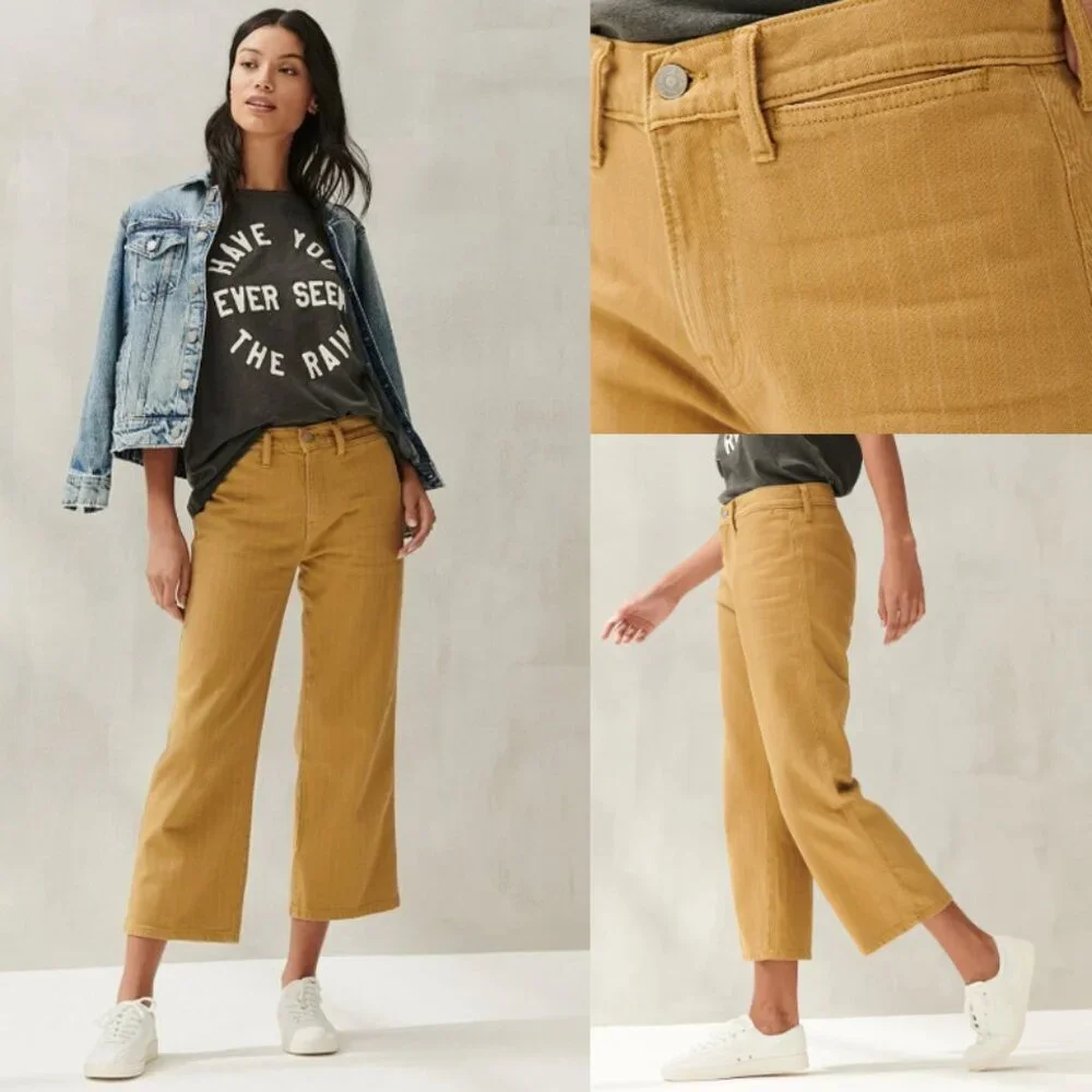 Lucky Brand Mid Rise Crop Wide Leg Jean Color Bronze Mist Size 30 - Picture 1 of 16